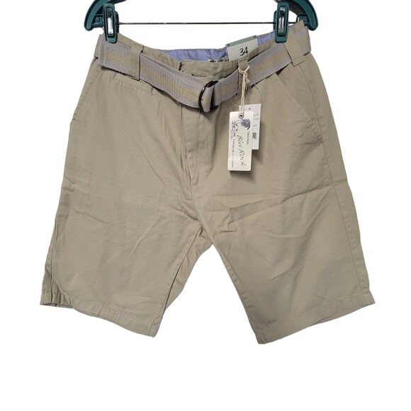 Khaki Chino Shorts Size‎ 34 With Belt  ORIGINAL BLU ROCK - Picture 2 of 5